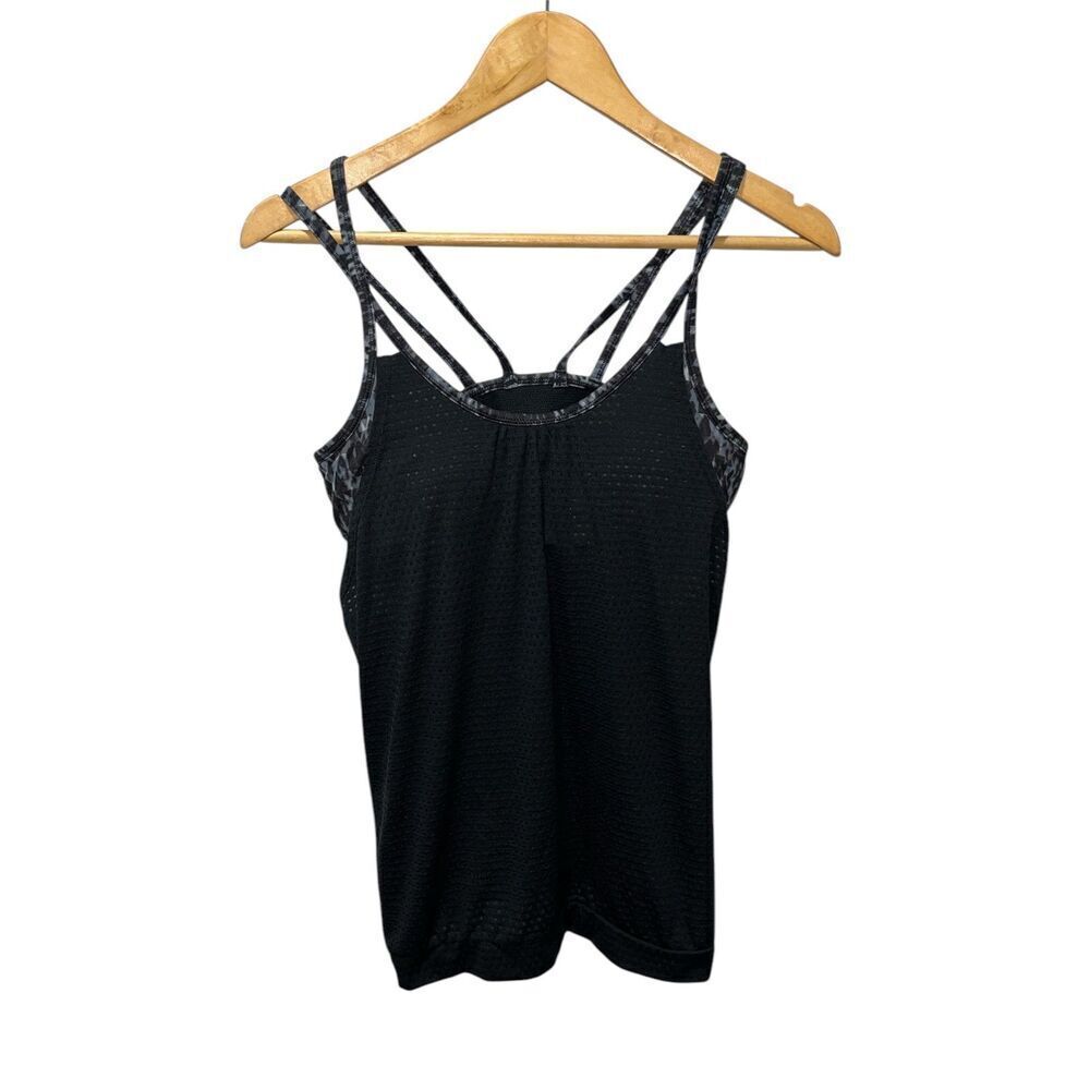 Athleta Women's Cobra Dot Invigorate Tank Top Size Small Black Gray Activewear - Picture 3 of 9